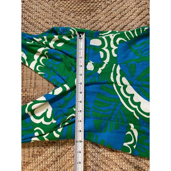 Vintage 1960s Home Made Dress mod retro Abstract Blue and Green Pattern Dress - Picture 7 of 11